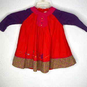 Catimini Dress, baby girl's 18 M, winter dress in bright color block and designs